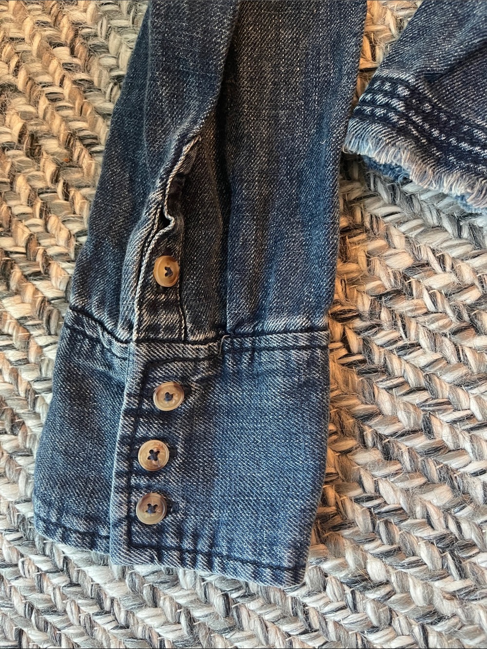 Anthropologie Dark Blue Denim Peplum Button-Down Shirt - Picture 5 of 7